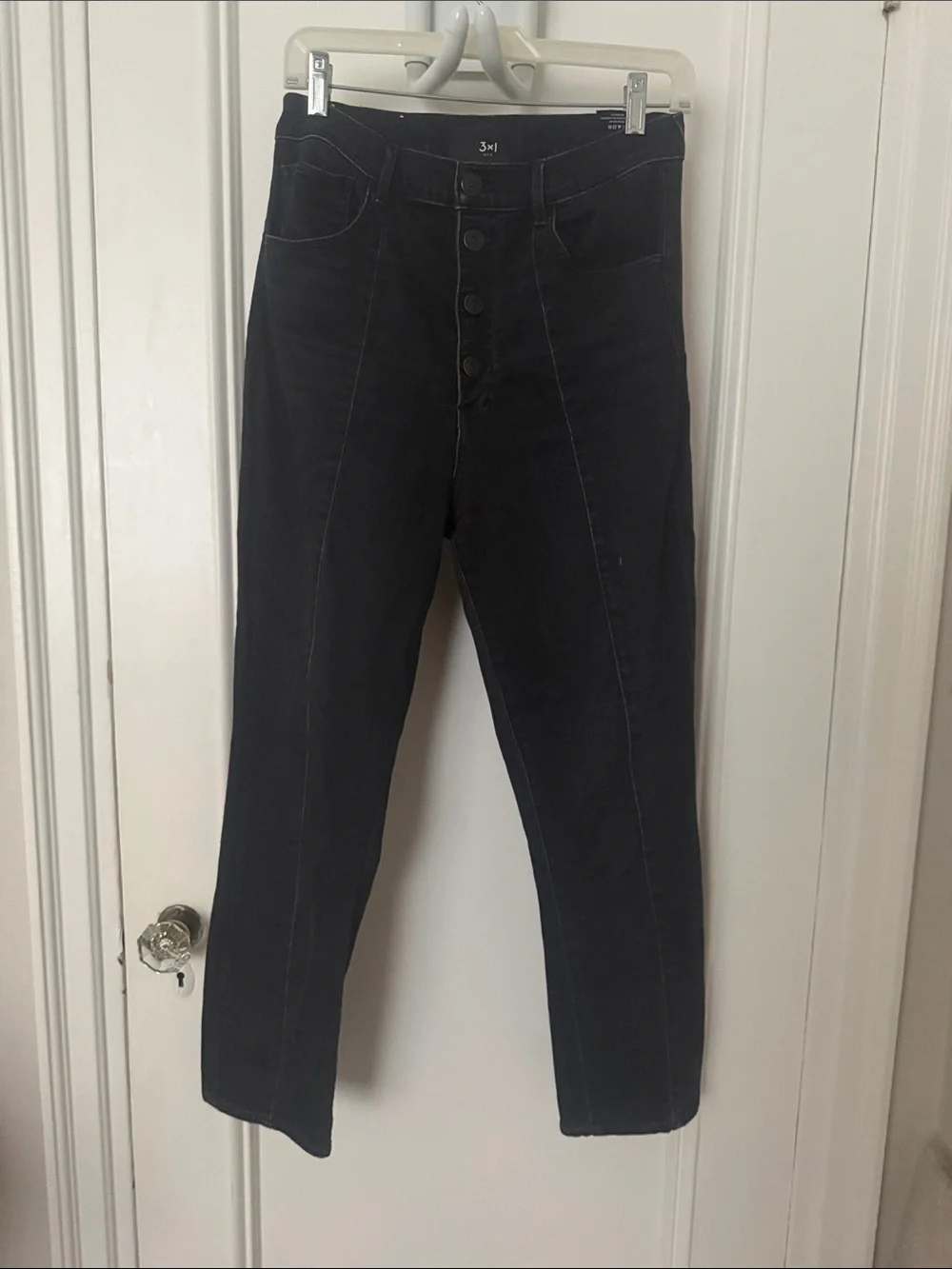 3x1 High-Rise Black Button-Fly Jeans